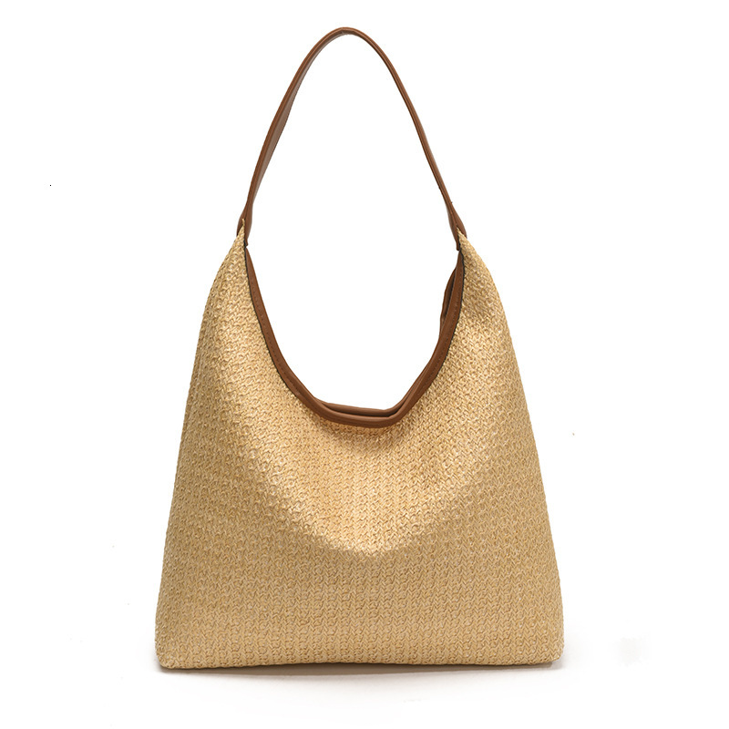 2025 Summer New Large Capacity Handheld Bucket for Women's Beach and Seaside Vacation Grass Woven Single Shoulder Underarm Bag