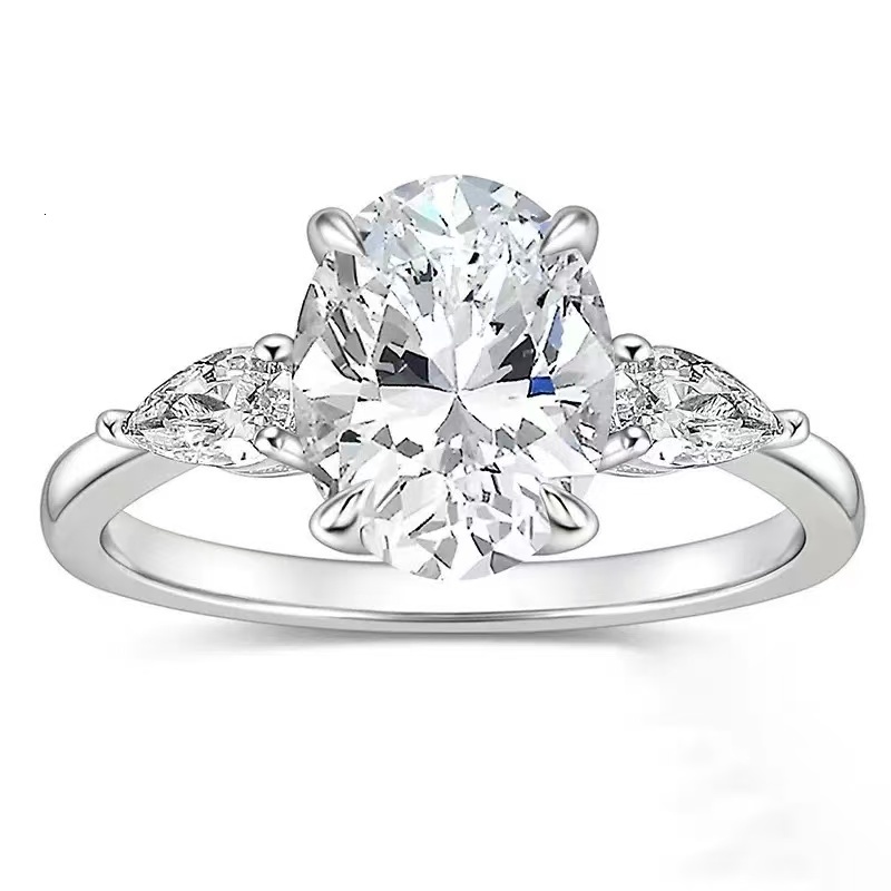AEAW 14K White Gold Oval Cut Lab Grown Diamond Engagement Ring 3Carat DE Color VS CVD HPHT Lab Diamond Engagement Ring Set IGI