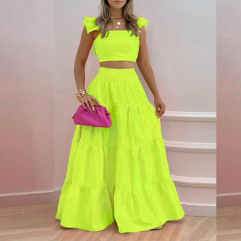 2025 Spring New Commuter Mid Waist Sexy Strap Skirt Fashion Set Womens Two Piece Set