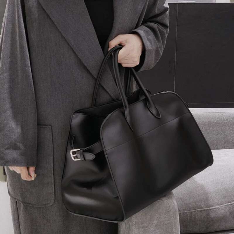 Donna-in First Layer Cowhide Handbag Genuine Leather Women Commute Casual Top Handle Bag Large Capacity