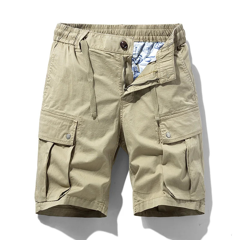 Summer Men Cargo Cotton Shorts Mens Multi Pocket Casual Spring Jogger Pants Fashion Beach Drop LZLLTT 250515