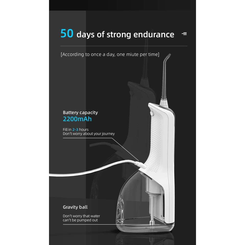Oral Irrigator 40-140PSI Tooth Scaler Flosser Rechargeable Dental Water Jet 5 Speed 330ML IPX7 Waterproof Teeth Cleaner