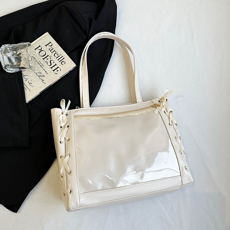 Large Capacity 2025 New Luxury Bag Soft Girl Ribbon Bow New Free Delivery Designer Bag Western Style Handheld Pain Transparent Shoulder Bag Trendy