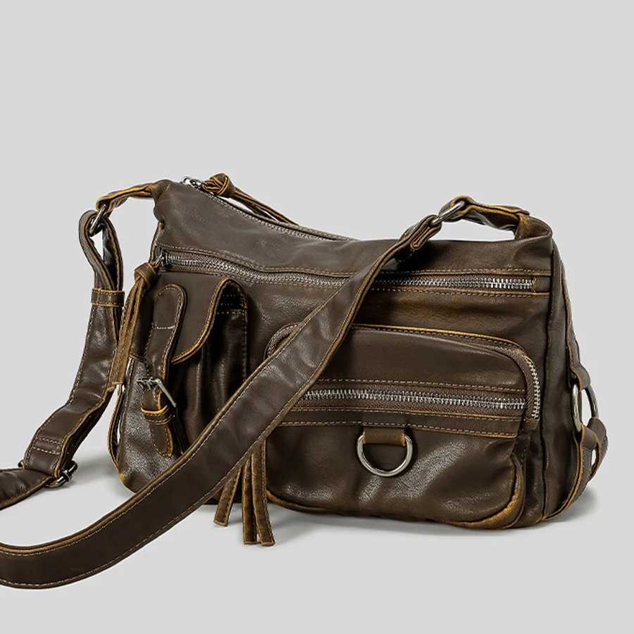 Vintage Mtiple Pockets Wen Shoder Bags Luxury Wed Pu Leather Crossbody Bag Motorcycle Bag Y2K Sac for Girls 2024 Z250516