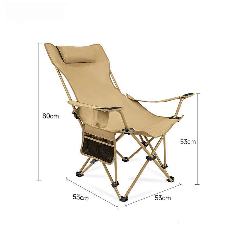 Outdoor folding high back moon with four adjustable settings, suitable for sitting lying, camping and fishing chair, portable lounge chair