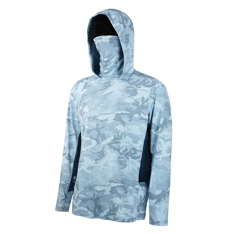 Fishing Shirt UPF 50 Hooded Fishing Clothes Men Face Cover Hoodie Sun Protection Mask Jersey Breathable Camisa De Pesca 250514