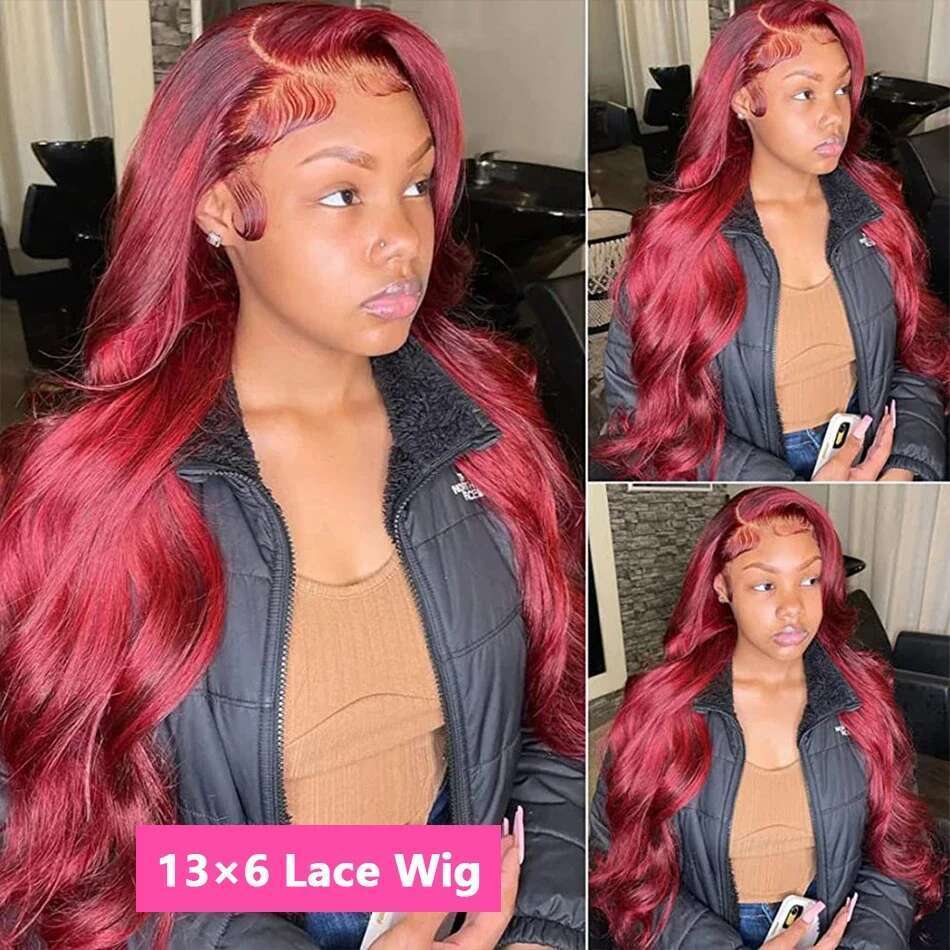 250 Density Bury 13x6 HD Frontal Wig 99j Body Wave 13x4 Front Human Hair Brazilian Lace Wigs