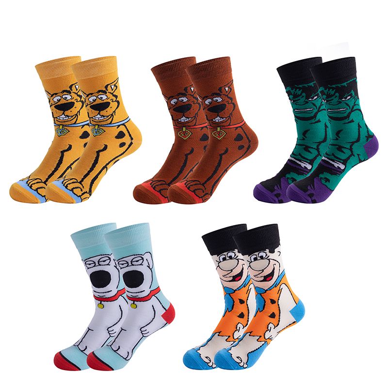 Customized wholesale classic cartoon movie character print pattern fashion designer men's and women's sports leisure happy funny socks