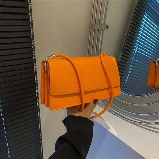 Orange NEW Girl Woman Luxurious Shoulder PU PVC Leather Women Lady Bags Handbag Phone Case Purses Square Tote Women's Bag