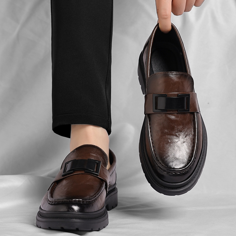 Men Business Casual Slip-On Leather Shoes Casual British Style Loafers Man Fashion Party Dress Shoes Comfy Driving Shoes 240904