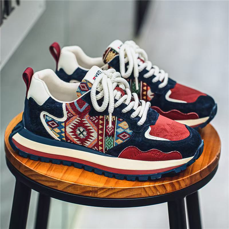 Men's 2025 new fashion trend color versatile sports and leisure comfortable thick soled high tide shoes