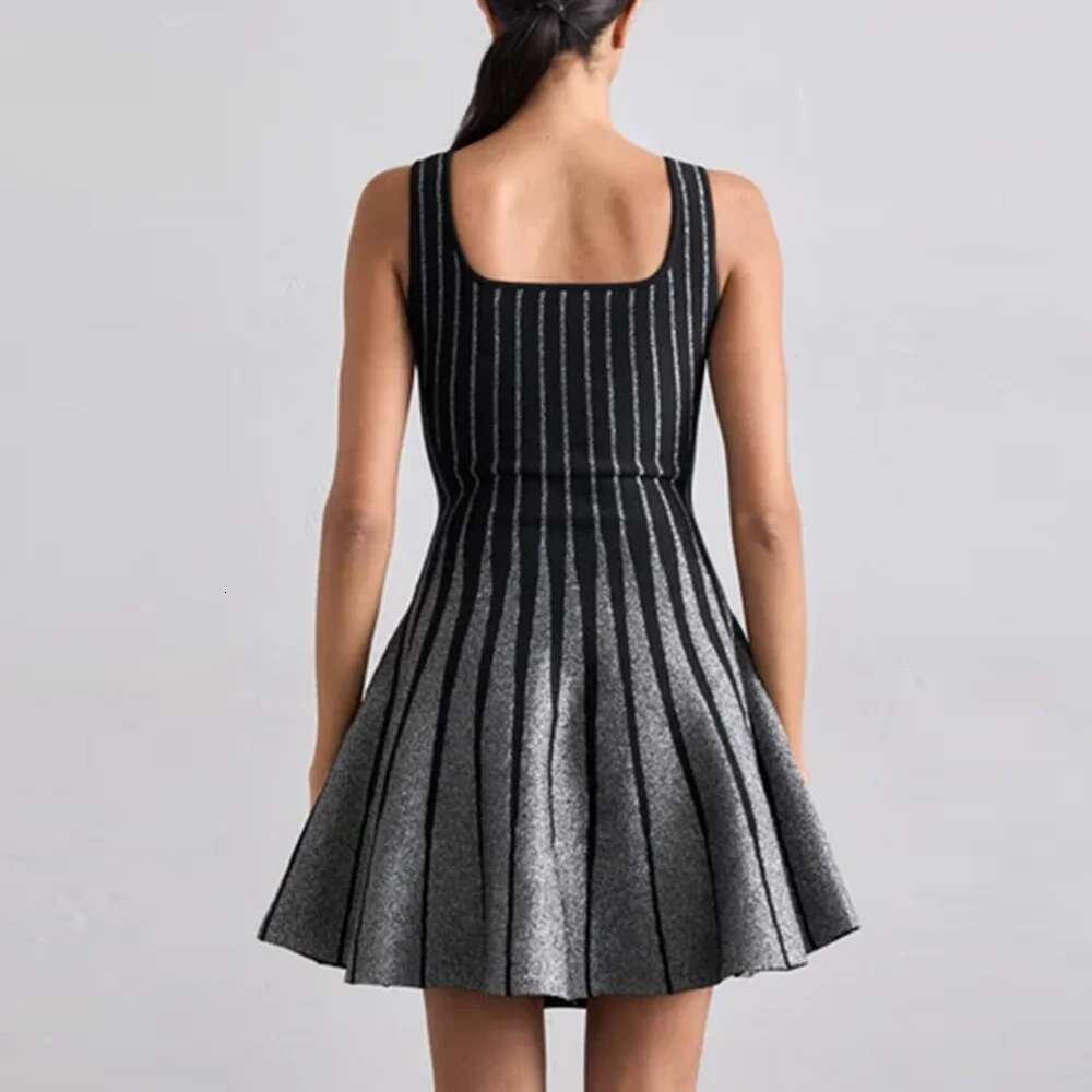 TWOTWINSTYLE Hit Color Slimming Mini Dresses For Women Square Collar Long Sleeve High Waist Minimalist Dress Female Fashion New