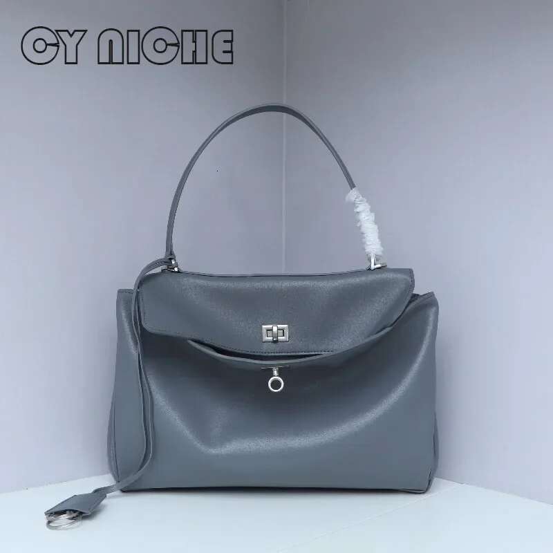 CY Niche2025genuine Leather Women's Tote Lazy Rodeo Briefcase Handbag Underarm Large Capacity Crossbody Shoulder Bag