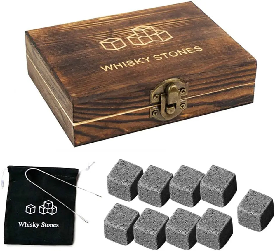 9Pcs Whiskey Stones Gift Set Granite Chilling Stones Whiskey Rocks Reusable Ice Cubes Gift for whiskey lovers 250515
