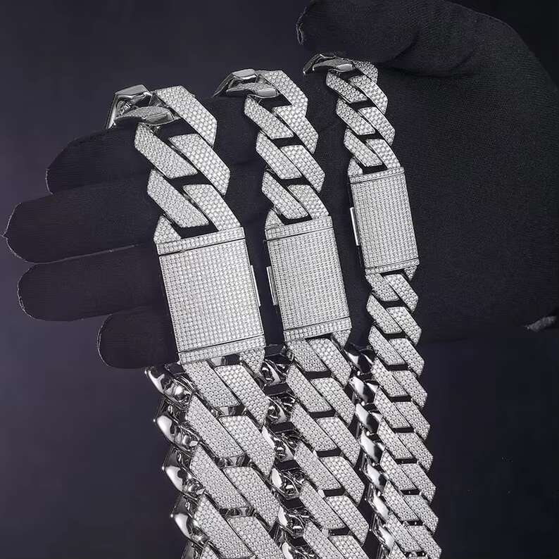 Master rock Hiphop chain 18mm pure sier ice out 4 rows of Moissanite Cuban chains