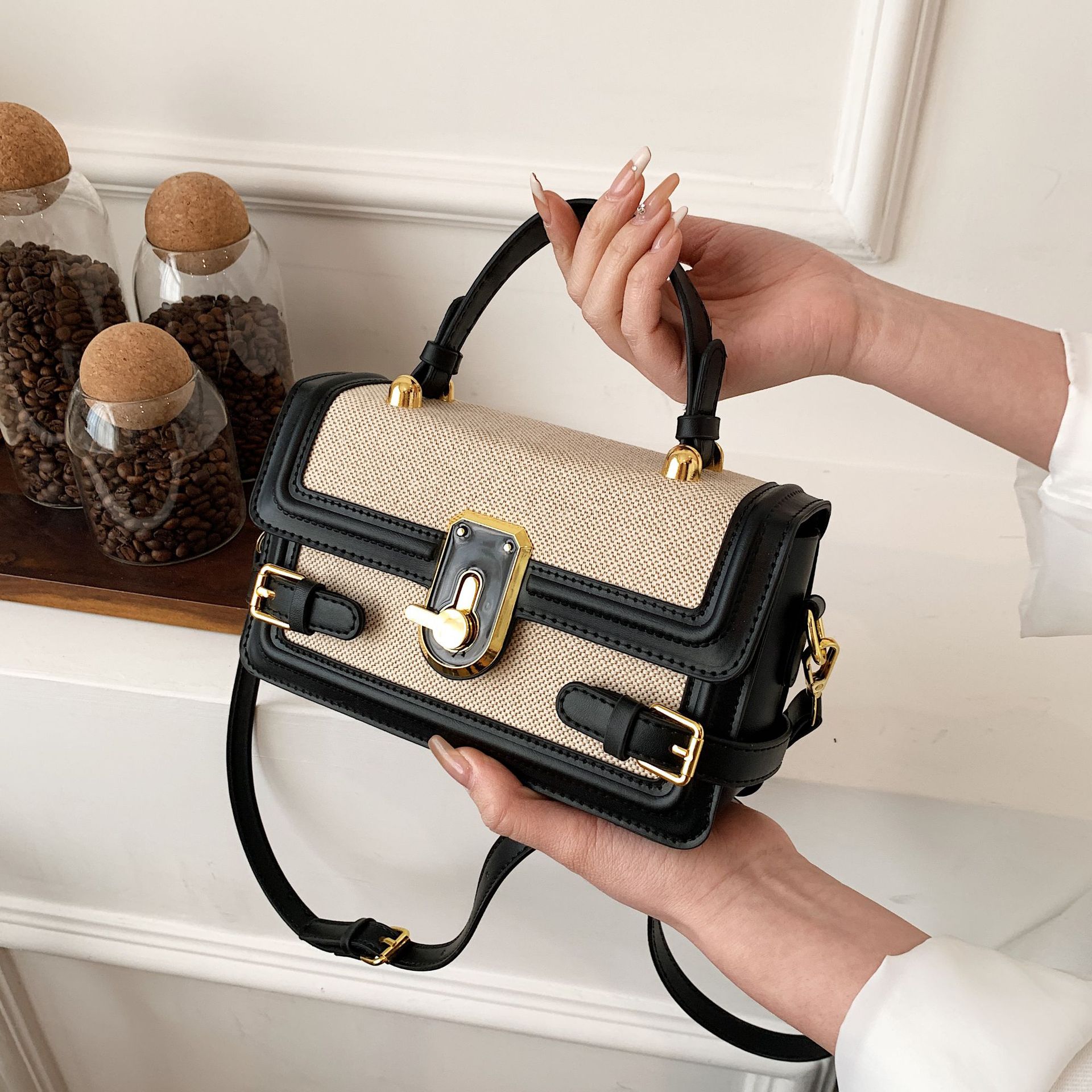 Best Selling Women's Crossbody Tote Bag - Vintage Color Block Design, Boho Chic Shoulder Purse with Free Shipping