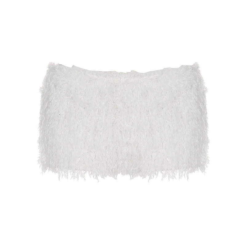 Faux Fur Solid Knitted Womens Short chic Y2K Skinny Simple Low Waist Autumn WInter Basic Pants 250514