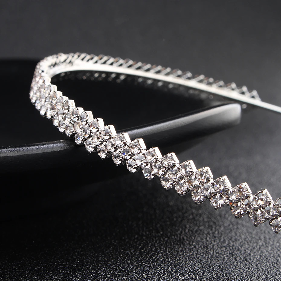 Simple Hair Bands for Women Handmade Silver Rhinestone Tiny Headbands Birthday Party Jewelry Holiday Gifts for Kids 250509