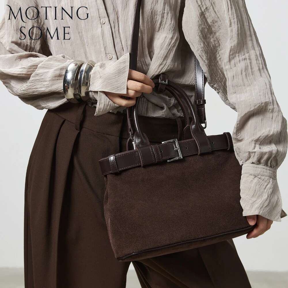 Motingsome Warm Winter Bags Woman Fashionable Handbag Natural Suede Genuine Leather Shoulder Purse Daily Bag 2025 New
