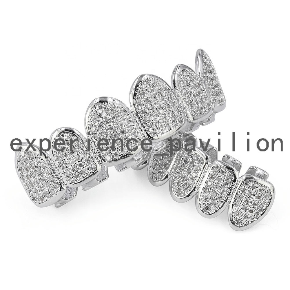 Custom Body Jewelry Hip Hop Fang Grillz moissanite Teeth Vampire Fangs Gold Plated Teeth Grillz