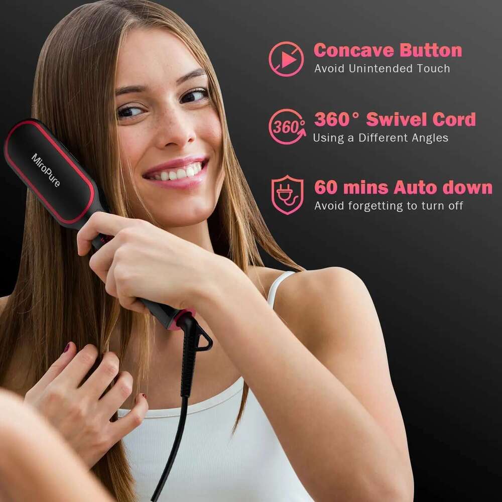 Hair Straightener Brush with 13 Temp Settings, Ring Straightening Comb, 30s Fast Heating, 50 Million Level Anion, Negative Ions