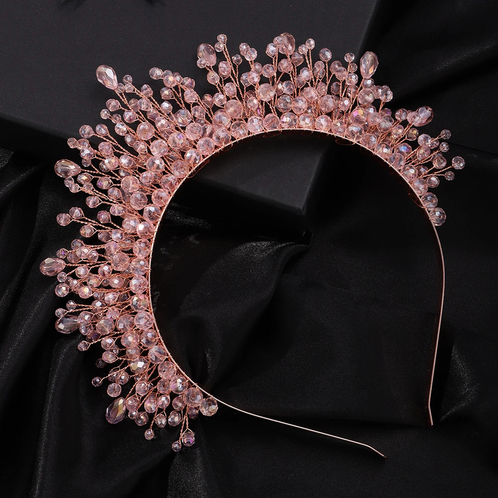 9Colors Crystal Bridal Crown Headband Silver Diamonds Crystal Brides Headpiece Handmade Party Wedding Hair Accessories 250509