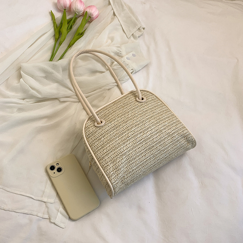 New Large Capacity Straw Woven Women's Handbag Designer 2025 New Fashion Style Shouldered High end Sensory Communication Underarm Bag Casual