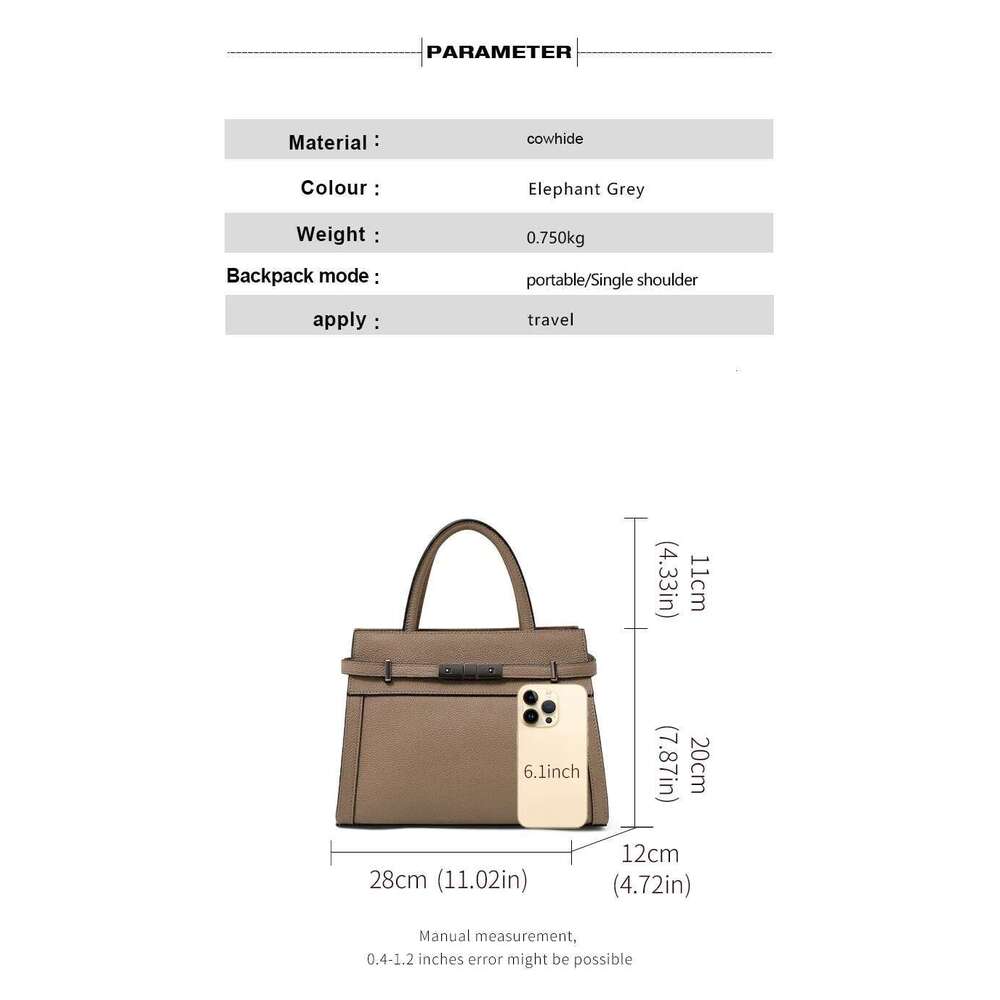 2025 New Model -Inspired Elegant Leather-Toned High-Class Top-Grain Cowhide Handbag