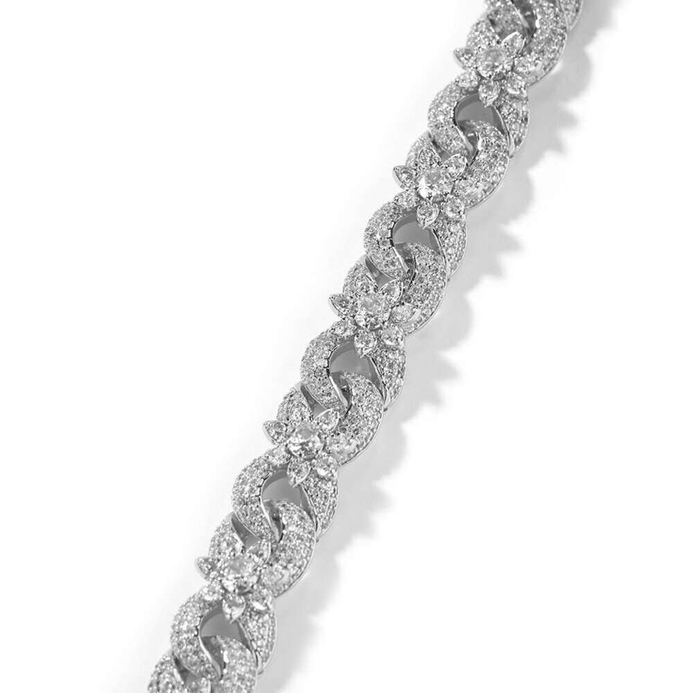DHCollections Classic Minimalist 14.5mm Link Chunky Sier Zircon Men's Iced Out Infinity Cuban Bracelet