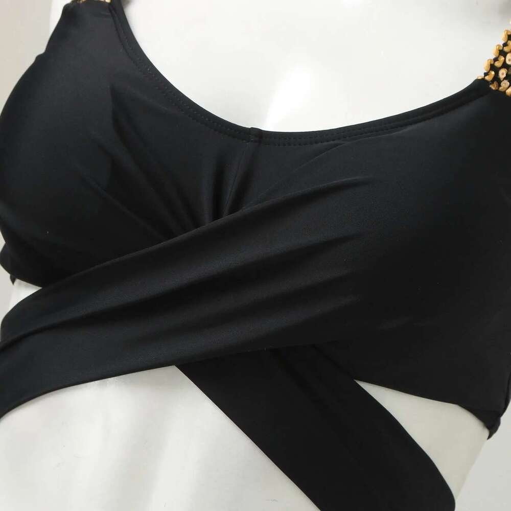 Set For Women High Waist Bathing Suit Deep V Neck Wide Straps Mesh Backless Swimsuit Wrap Hip Bikini Triangle Panty