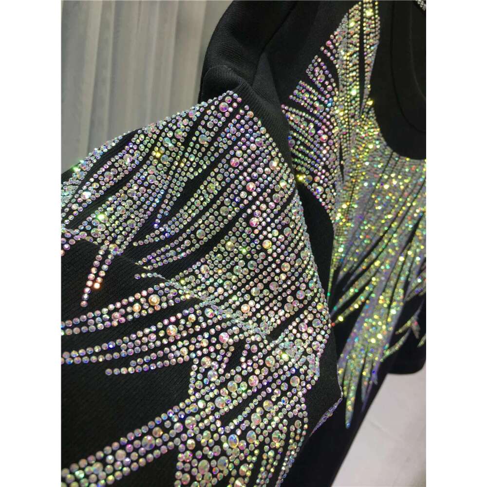 Shine Rhinestone Brand Dresses for Women Elegant Evening Party Short Sleeve Loose Fit Y2K Womens Plus Size Clothing