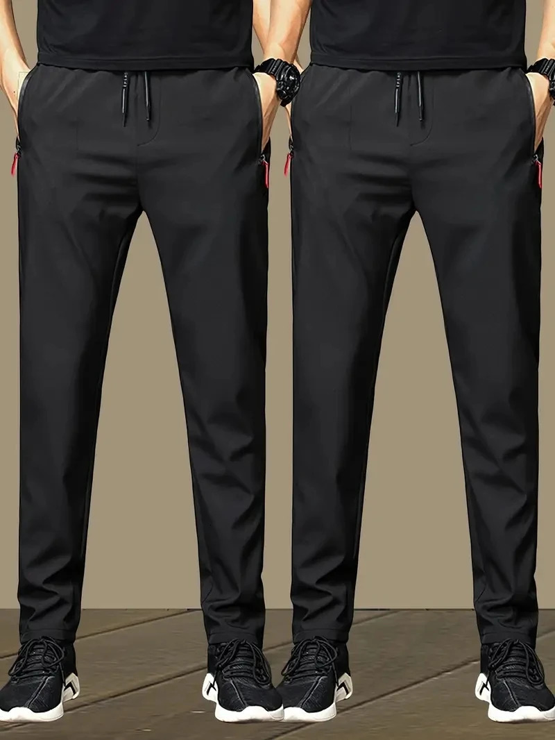2Pack Mens Casual Pants Stretch Elastic Waist Jogger Korean Classic Blue Black Gray Male Trousers Plus Size 250515