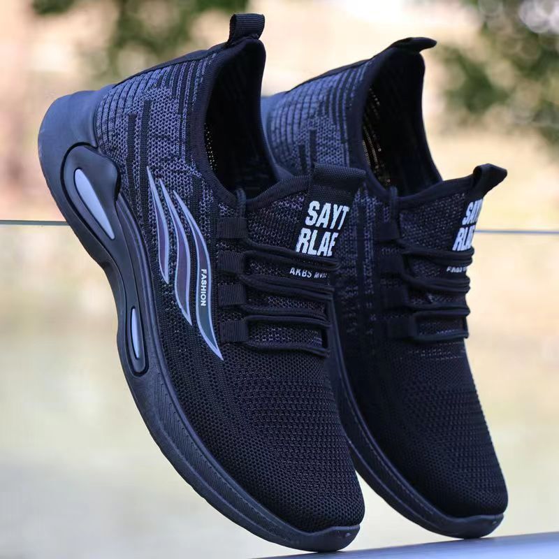 2025 New Fashionable Flyknit Breathable Men's Sports and Leisure Soft soled Lightweight One Step Lazy Shoes