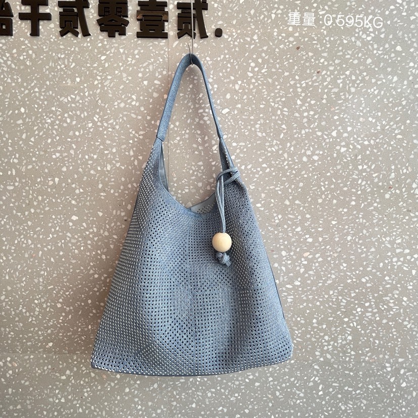 2025S Designer Women New Internet Celebrity Color Contrast Laser Hollow Tote Handbag Shoulder Underarm Bun Mother Bag