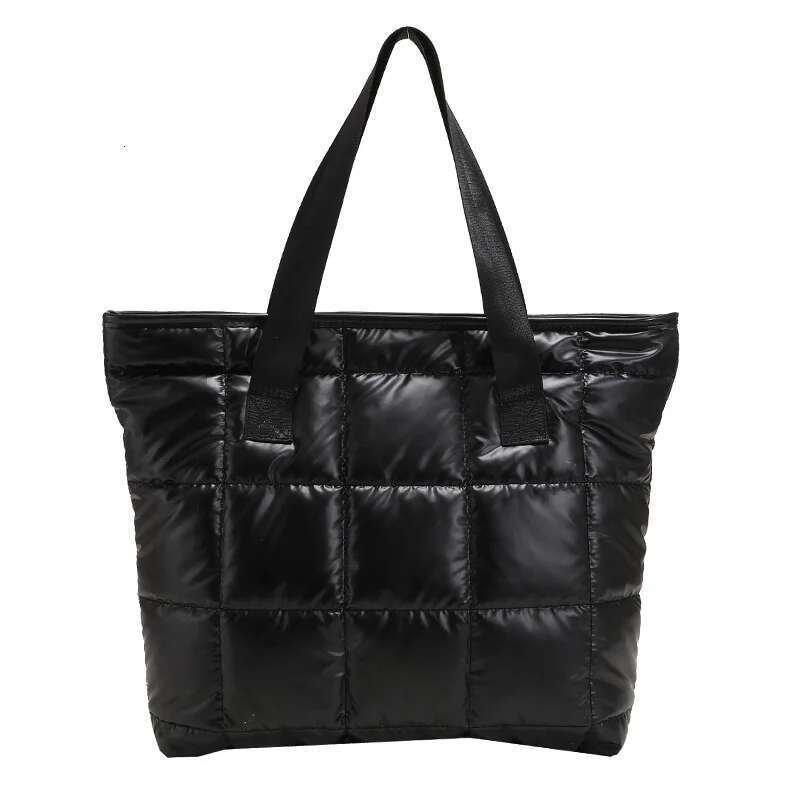 Waterproof Tote For Women Puffer Cotton Padded Shoulder Large Capacity Ladies Handbags Quilted Work Commute Shopping Bag