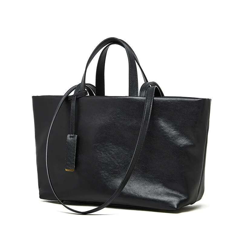 Designer Large Capacity Square Shoulder Fashion Cowhide Handbag High End Genuine Leather Shopping Underarm Bag