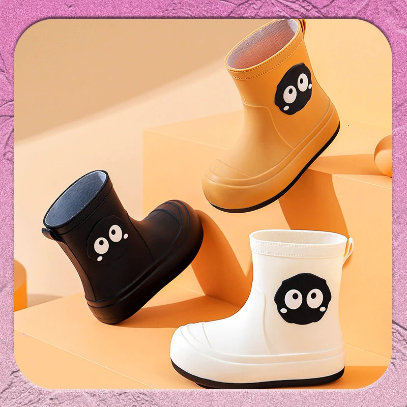 Cute Cartoon Kids Rain Boots Boys Girls Outdoor Personality Anti Slip Mid Calf Students Big Kids Waterproof Shoes gift 250515