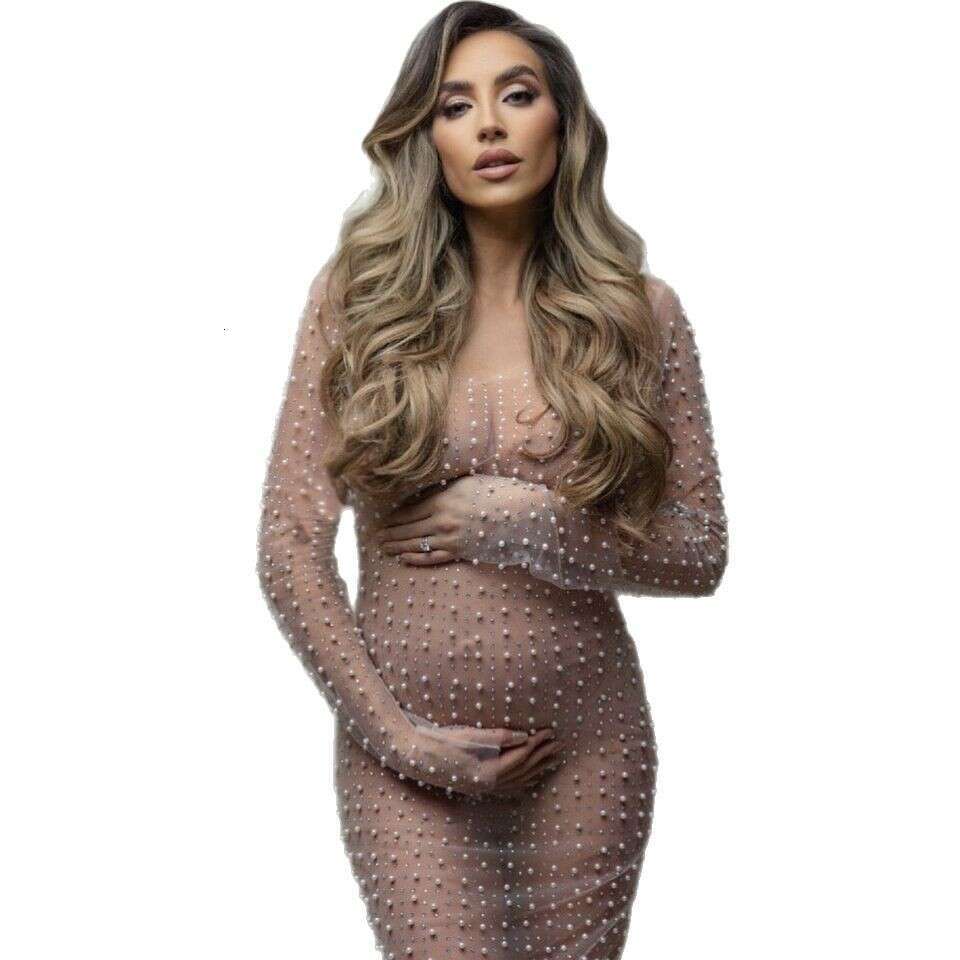 White Dress Maxi Dress 2022 New Fashionable And Sexy Dingzhu Hot Diamond Cover Up Mesh Long Sleeved Dress KQ