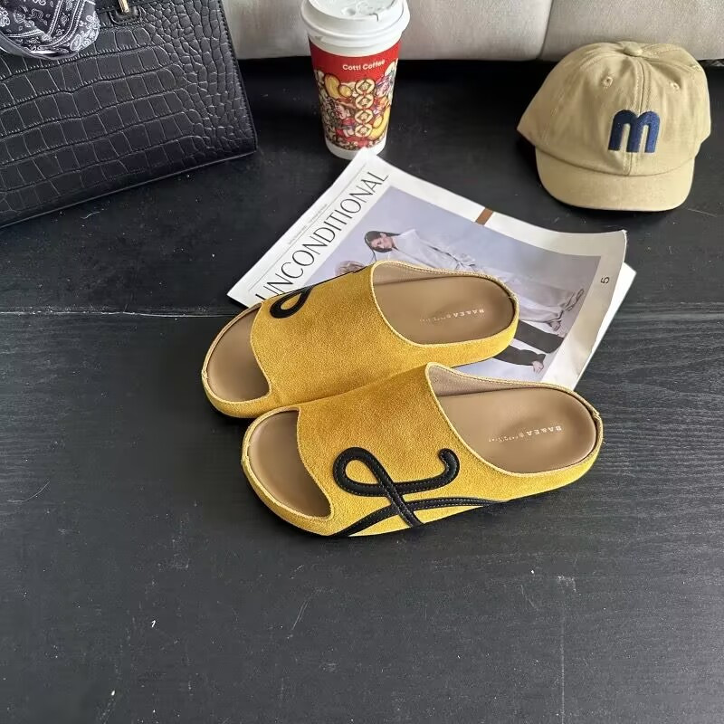 free shipping designer sandals New Low Heel sliders beach shoes Outdoor blue yellow slippers for woman
