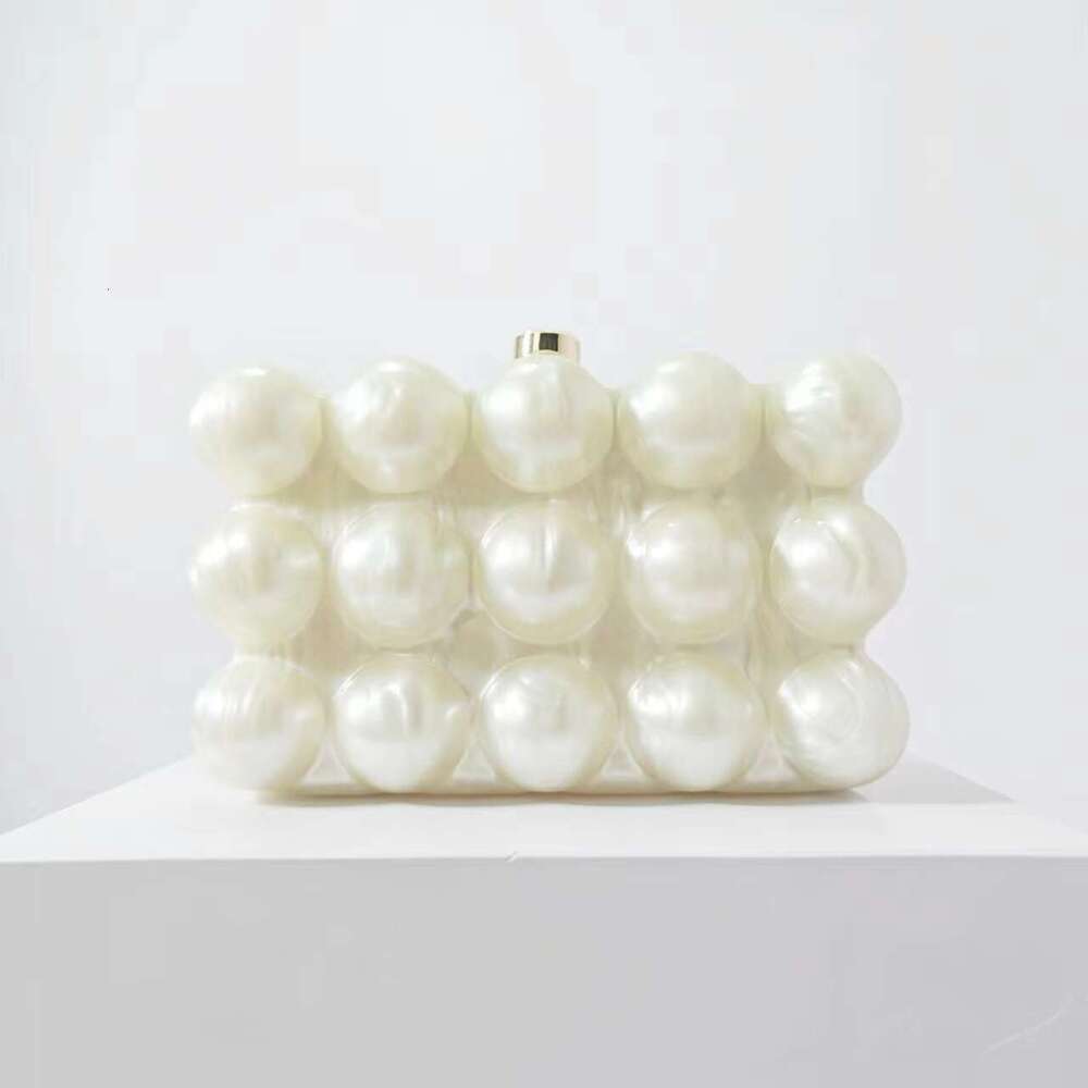 French Wave Pearl Egg Shell Fashionable Crossbody Single Shoulder Acrylic Dinner Bag