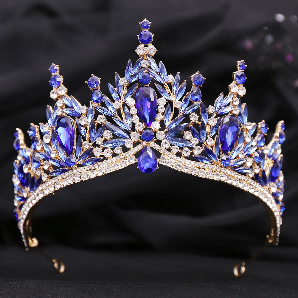 Elegant Wedding Women Hair Tiara Crystal Bridal Tiara Crown Diadem Veil Tiaras Wedding Hair Accessories Headpieces Head Jewelry 250509