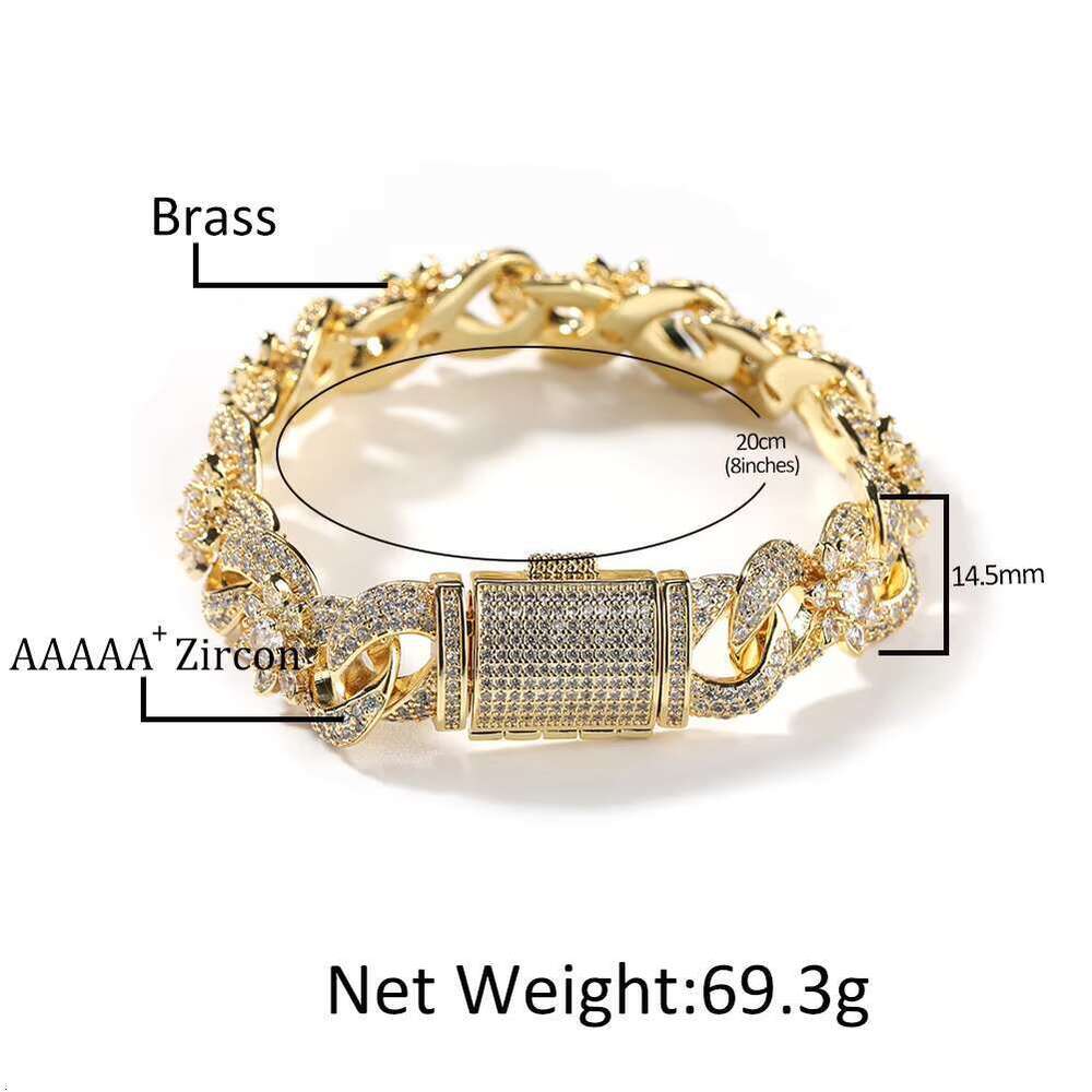 DHCollections Classic Minimalist 14.5mm Link Chunky Sier Zircon Men's Iced Out Infinity Cuban Bracelet