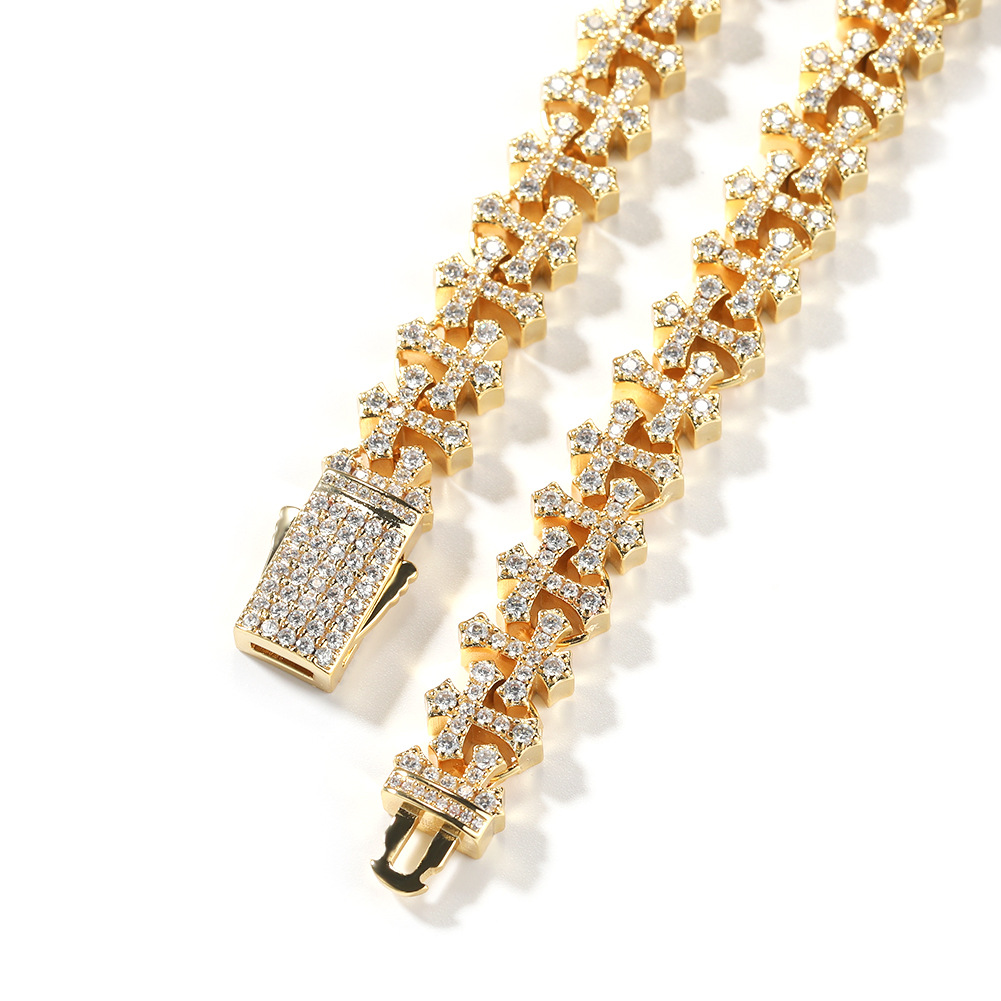 11.5mm High Quality Hip Hop Cross Tennis Chain Necklace Bracelets 5A Zircons Religion Jewelry