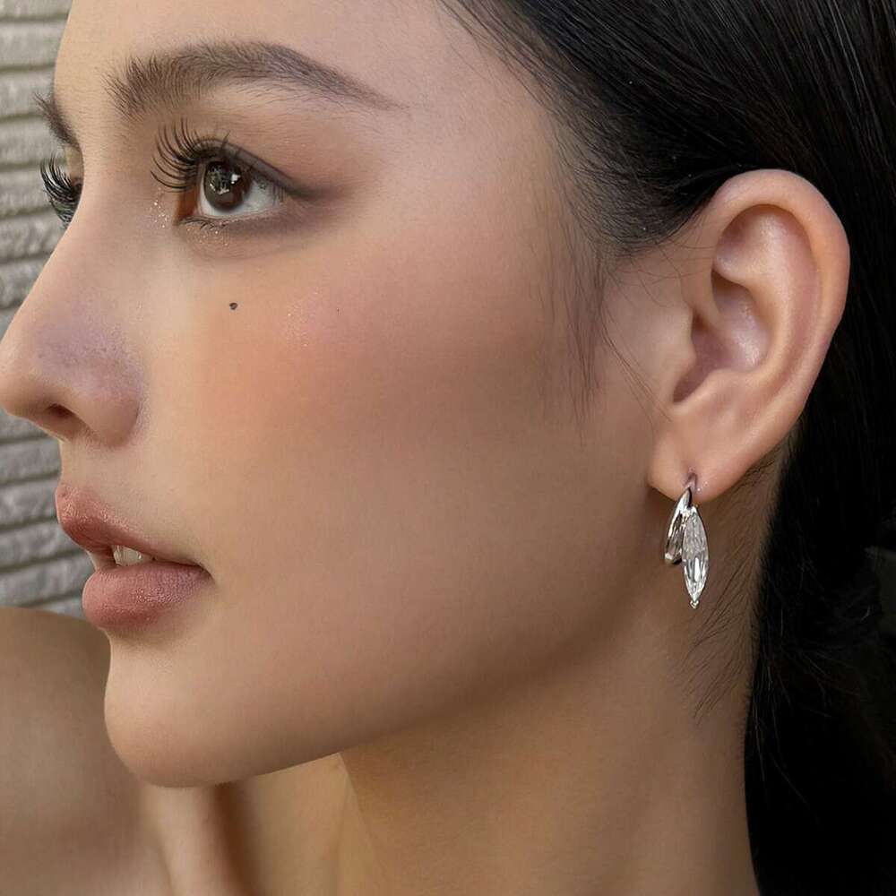 Boonee alus simple temperament exquisite horse eye ring zircon circle women's summer cool feeling earrings