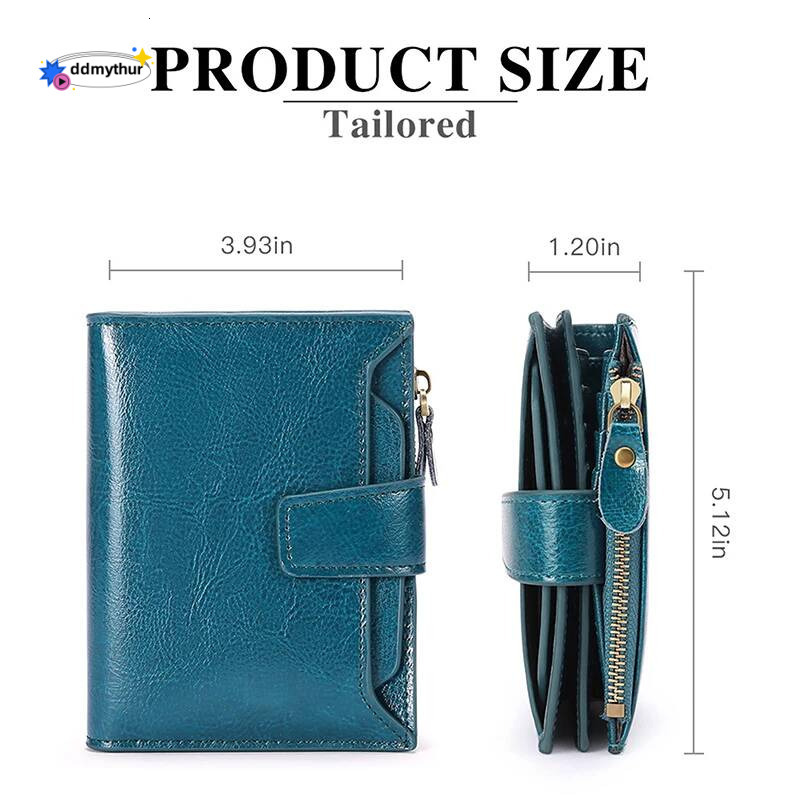Women's Genuine Leather Short Wallet with Zipper - Kpop Style Coin Pocket & Card Holder, Slim Fashion Purse for Ladies ddmythur