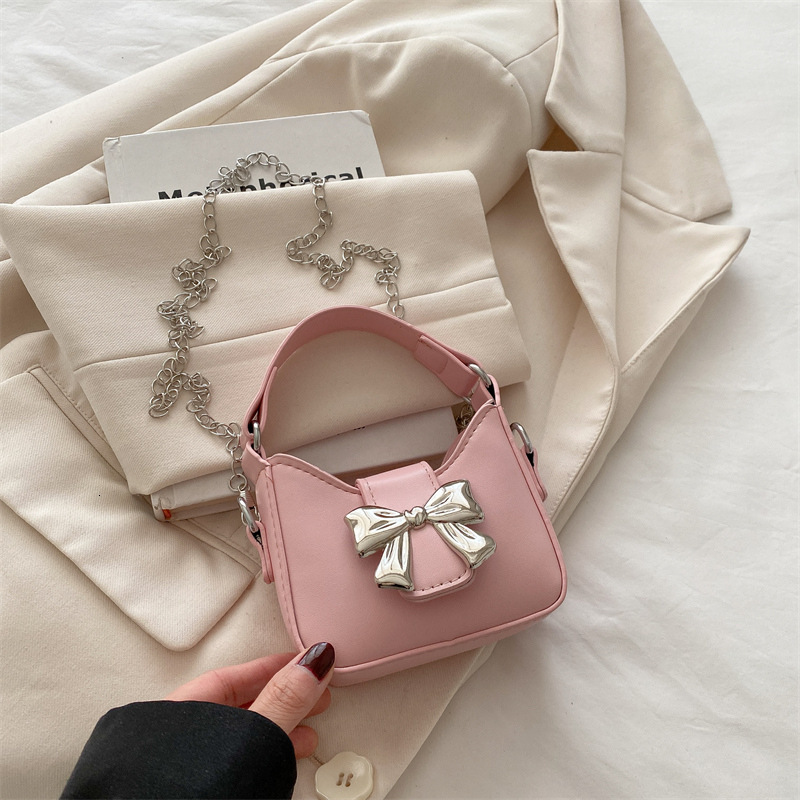 New Children's Bag Luxury Bag Candy Colored Bow Mini Handbag Girls' New Free Delivery Designer Bag Parentchild Chain Crossbody Bag Mouth Red