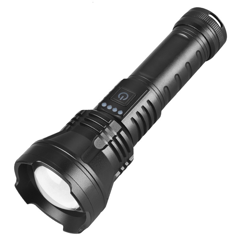 New white laser flashlight with strong light zoom, multifunctional tactical distance adjustment, high brighess LED beads, Huawei fast charging