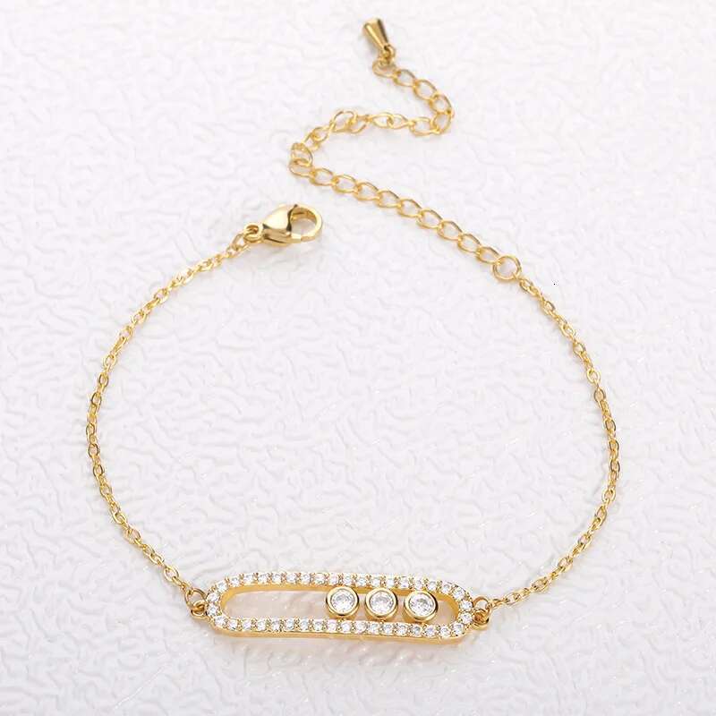 CARLIDANA Arab Design 3 Dot Beads Bar Charm Bracelet&Bangle Pave AAA Zircon Stainless Steel Bracelet For Women Jewelry
