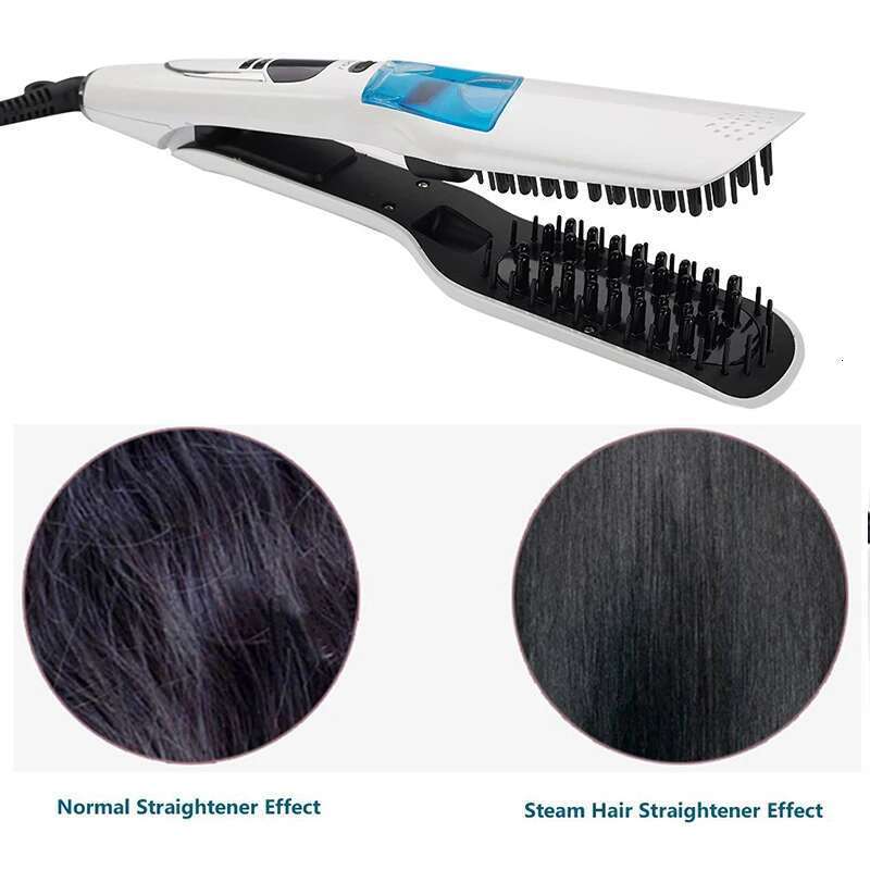 Household adjustable working temperature Steam Hair Straightening Comb LCD Spray Electric Splint Straightener for
