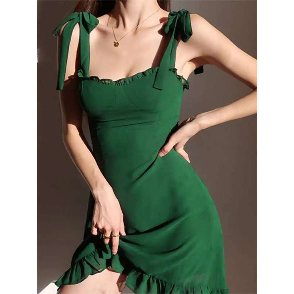 Sexy Low Chest Dresses Women Solid Summer New Sleeveless Backless Elegant Sling Streetwear Lady Casual Slim Knitted Dress